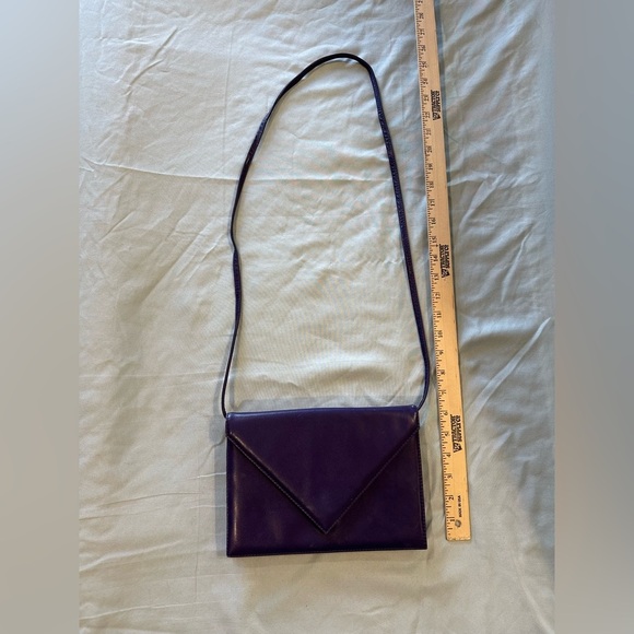 Vintage Musa Brazil Purple Genuine Leather Envelope Crossbody Clutch Bag 80s - Picture 7 of 10